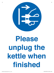 Please unplug the kettle when finished